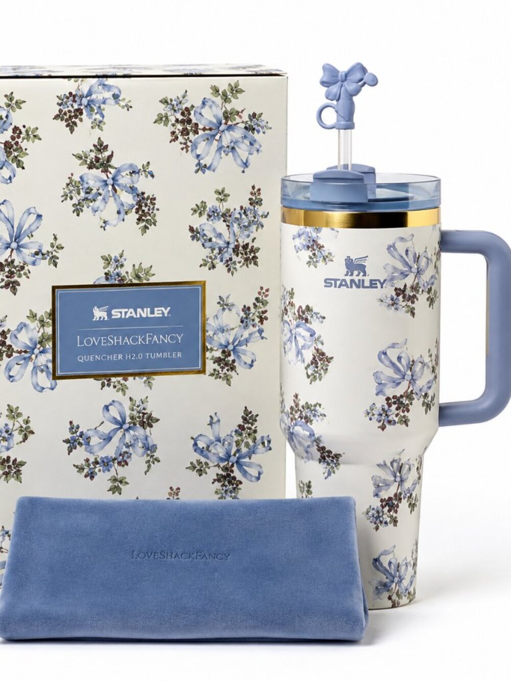 X Tumbler Love Shack Fancy 40oz Holiday Rosa Beaux Blue Gift Box Cup X Tumbler